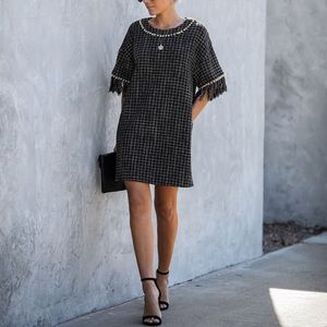 VICI Marleen Tweed Pom Pom Embellished Mini Dress Size Small NWT